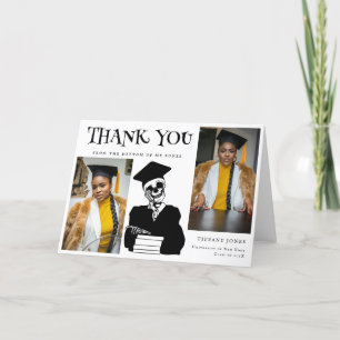 Cartão De Agradecimento Graduação de Esqueleto de Fotos de Script Moderno