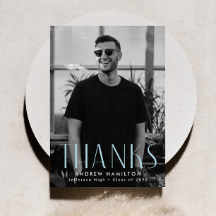 Cartão De Agradecimento Graduação de Foto Azul do Céu Simplicidade Moderna