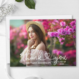 Cartão De Agradecimento Graduação de Foto Coração de Script de Caligrafia 