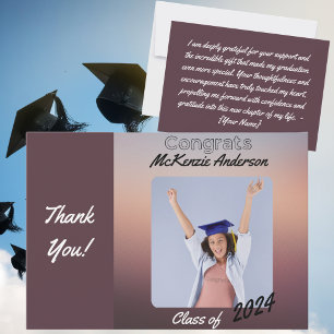 Cartão De Agradecimento Graduação de Foto de Mensagem Pessoal