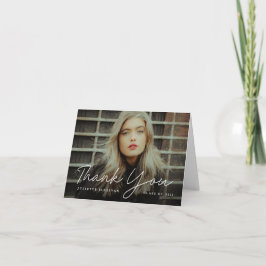 Cartão De Agradecimento Graduação de Foto de Script Simples