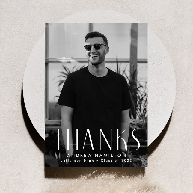 Cartão De Agradecimento Graduação de Foto de Simplicidade Moderna (Criador carregado)