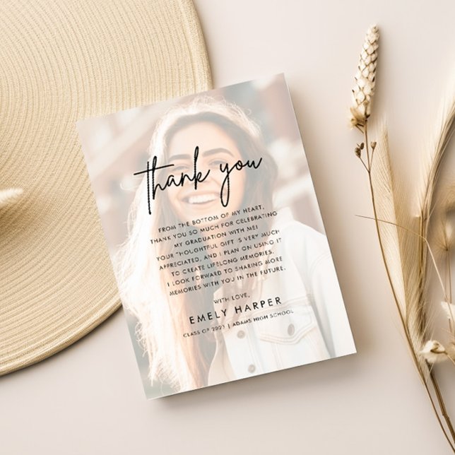 Cartão De Agradecimento Graduação de Foto de Sobreposição de Vellum do Scr (Criador carregado)