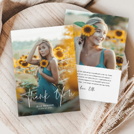 Cartão De Agradecimento Graduação de Foto do Script Moderno 2