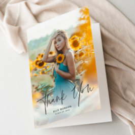 Cartão De Agradecimento Graduação de Foto do Script Moderno 2