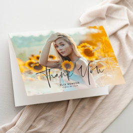 Cartão De Agradecimento Graduação de Foto do Script Moderno 2