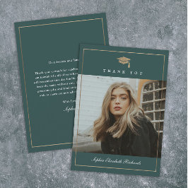 Cartão De Agradecimento Graduação de Foto Dourada de Script Clássico