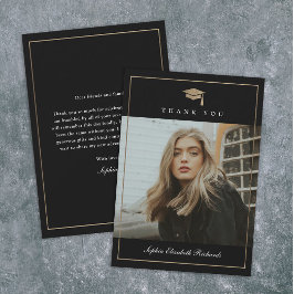 Cartão De Agradecimento Graduação de Foto Dourada de Script Clássico