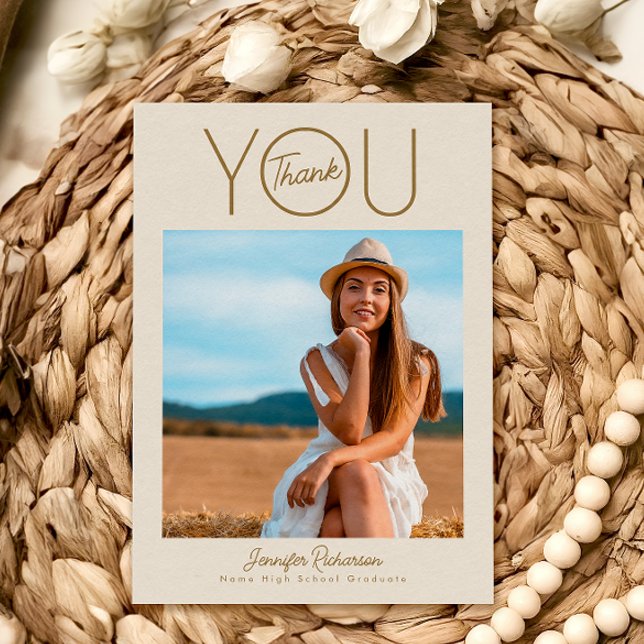 Cartão De Agradecimento Graduação de Foto Elegante Moderna (Criador carregado)