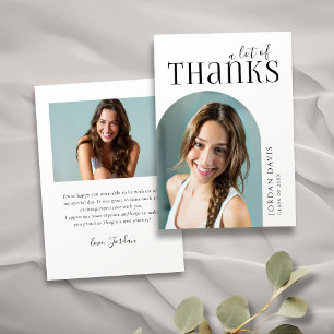 Cartão De Agradecimento Graduação de Foto em Arco Moderno Simples Preto 2