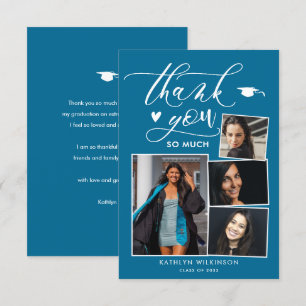 Cartão De Agradecimento Graduação de Foto em Turquoise Chic 4 Elegante