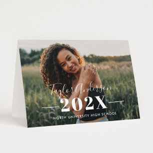 Cartão De Agradecimento Graduação de Foto Personalizada Mínima Branca 2025