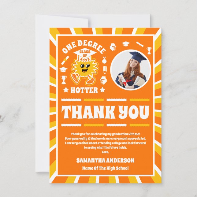 Cartão De Agradecimento Graduação de Foto Retroativa de Um Grau Mais Hotte (Frente)