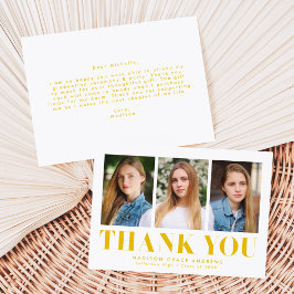 Cartão De Agradecimento Graduação de Foto Simples Amarelo 3 Negrito