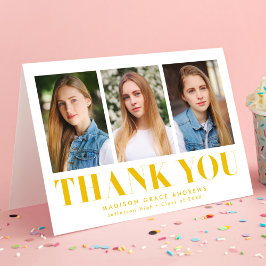 Cartão De Agradecimento Graduação de Foto Simples Amarelo 3 Negrito