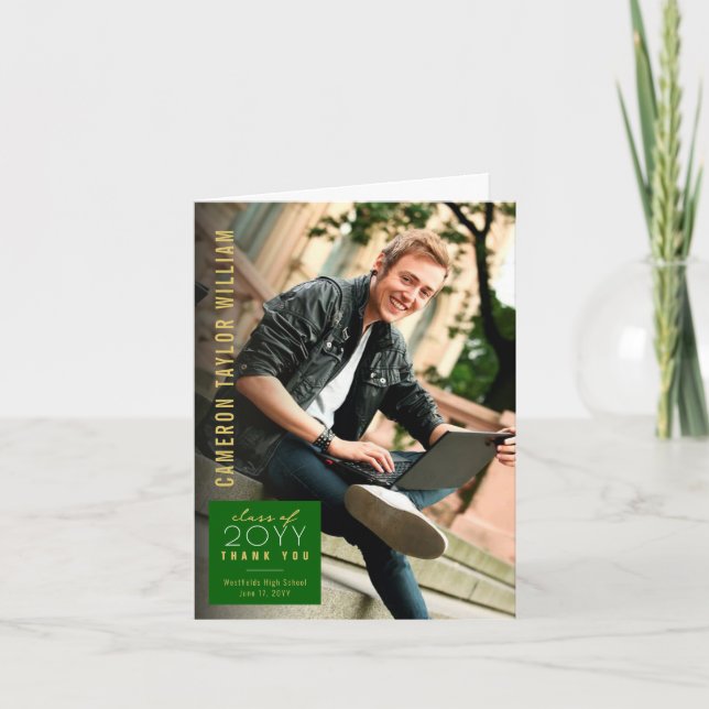 Cartão De Agradecimento Graduação de Foto Simples Quadrada Moderna Minimal (Frente)