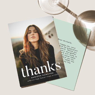 Cartão De Agradecimento Graduação de Foto Verde de Casa Verde Refinada