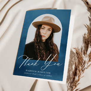 Cartão De Agradecimento Graduação de Fotografia em Arco de Aquarela do mar