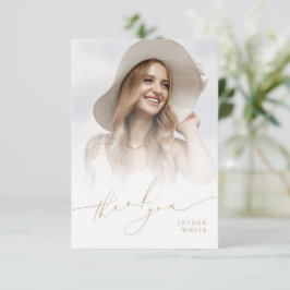 Cartão De Agradecimento Graduação de Fotos de Script Chic Moderno Minimali