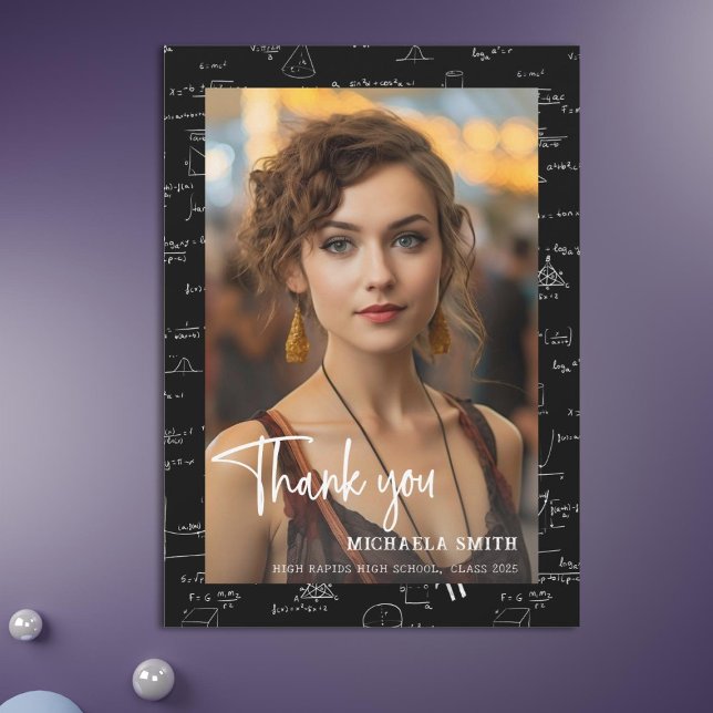 Cartão De Agradecimento Graduação de Fotos de Script de Matemática Moderna (Criador carregado)