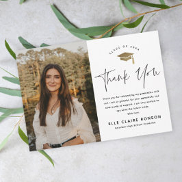 Cartão De Agradecimento Graduação de Fotos em Preto e Branco com Script Si