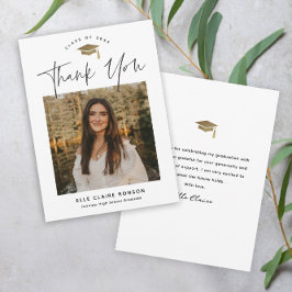 Cartão De Agradecimento Graduação de Fotos em Preto e Branco com Script Si