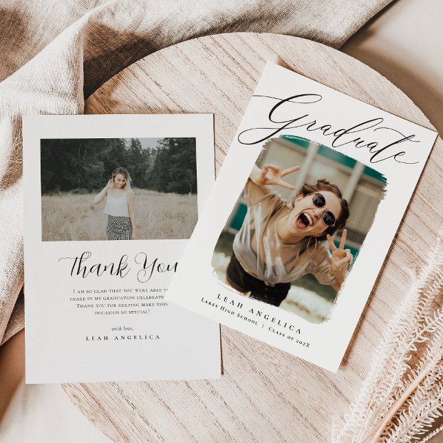 Cartão De Agradecimento Graduação de Fotos em Quadro Artístico Obrigado (Criador carregado)