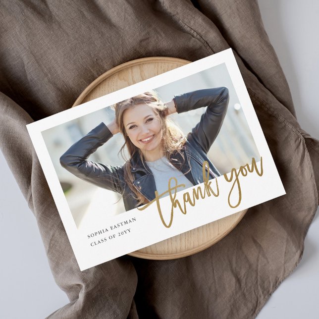Cartão De Agradecimento Graduação de Fotos por Caligrafia Moderna (Criador carregado)