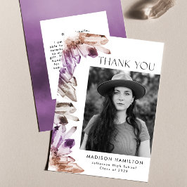 Cartão De Agradecimento Graduação de Fotos por Cristais de Aquarela Ametis