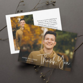 Cartão De Agradecimento Graduação de Fotos Simples com Formando de Script 