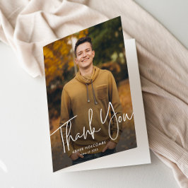 Cartão De Agradecimento Graduação de Fotos Simples com Formando de Script