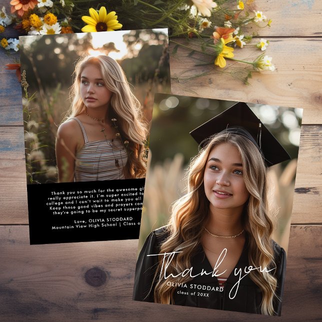 Cartão De Agradecimento Graduação de Fotos Simples e Moderna Obrigado (Criador carregado)