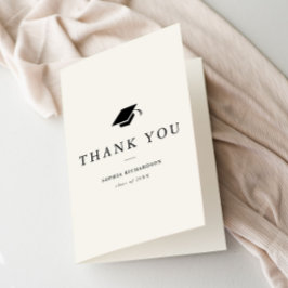 Cartão De Agradecimento Graduação de Fotos Simples em Preto e Branco