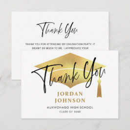 Cartão De Agradecimento Graduação de Ouro Simples Moderna