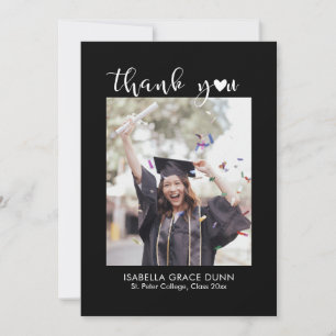 Cartão De Agradecimento Graduação de Script de Caligrafia Cardíaca