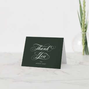 Cartão De Agradecimento Graduação de Script Elegante Verde vazio Escuro