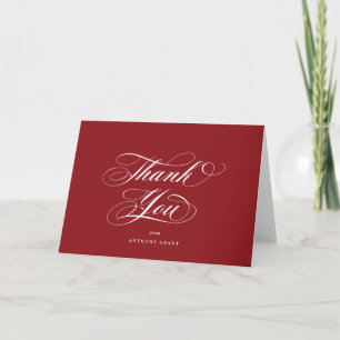 Cartão De Agradecimento Graduação de Script Elegante Vermelho vazio