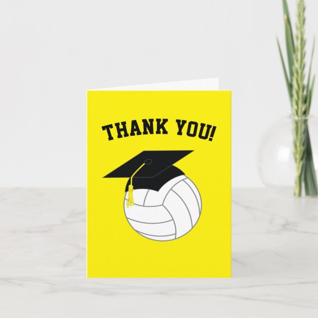 Cartão De Agradecimento Graduação de Voleibol - Amarelo (Frente)