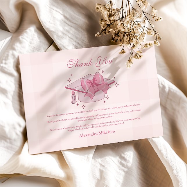 Cartão De Agradecimento Graduação do Arco rosa coquette (Criador carregado)