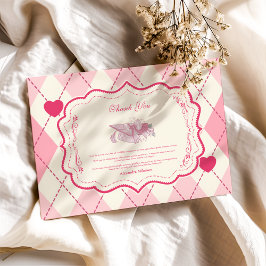 Cartão De Agradecimento Graduação do Arco rosa coquette Elegante