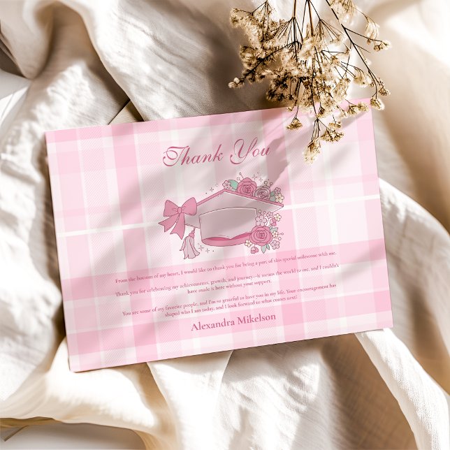 Cartão De Agradecimento Graduação do Arco Rosa Coquette Retro (Criador carregado)