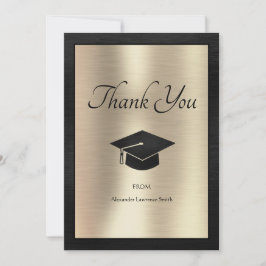 Cartão De Agradecimento Graduação Elegante Obrigado Escrever Dourado