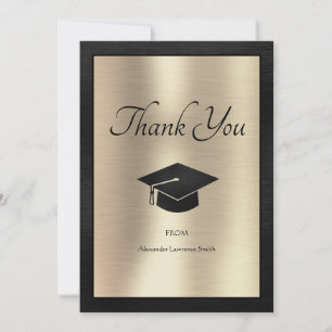 Cartão De Agradecimento Graduação Elegante Obrigado Escrever Dourado Pre