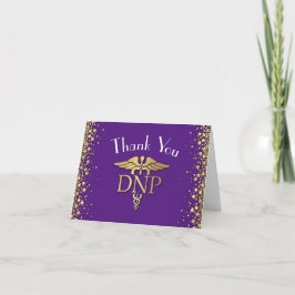 Cartão De Agradecimento Graduação em Prática de Enfermagem Roxo Dourado