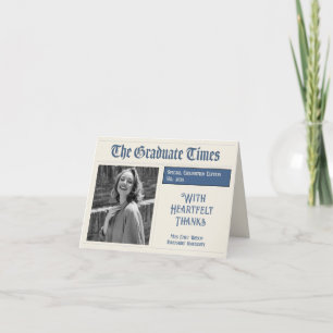 Cartão De Agradecimento Graduação estilo jornal vintage clássico 2026