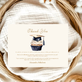 Cartão De Agradecimento Graduação Floral Dourada do marinho