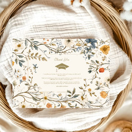 Cartão De Agradecimento Graduação Floral Elegante Vintage