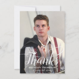 Cartão De Agradecimento Graduação Foto de Script Elegante Moderno Obrigado