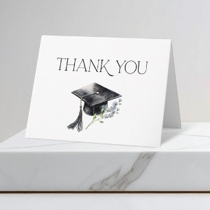 Cartão De Agradecimento Graduação Gorro de Graduado Minimalista Moderno