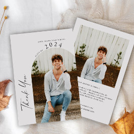 Cartão De Agradecimento Graduação mínima moderna de duas Cinzas fotográfic